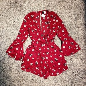 Red Floral Romper